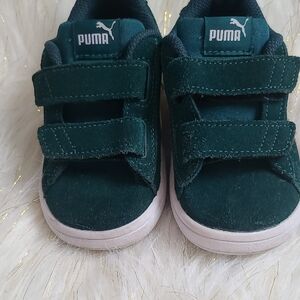 Puma Green Suede Sneakers with Velcro Straps